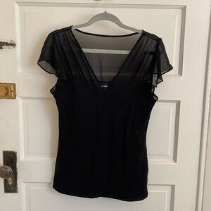 Express Black Sheer Sleeve Top Size Medium